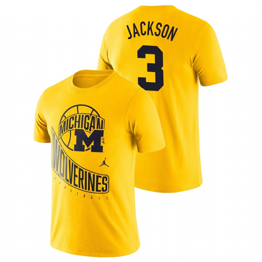 Michigan Wolverines Men's NCAA Zeb Jackson #3 Maize Retro College Basketball T-Shirt WSO0449LR